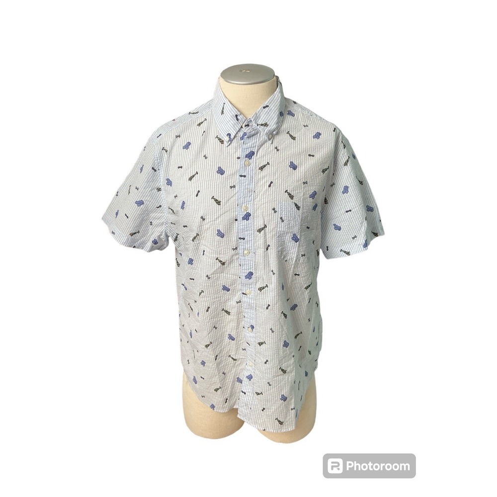 J.Crew button down slim Large Mens BG430 Short Sleeves